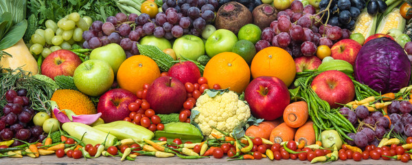 Fototapeta na wymiar Group of tropical fruits and vegetables organics for healthy