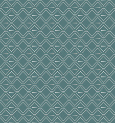 Seamless elegant vintage zig zag wave line and dot pattern background.