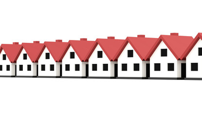A small houses with red roof on a white background