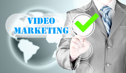 business man pressing checkbox Video Marketing