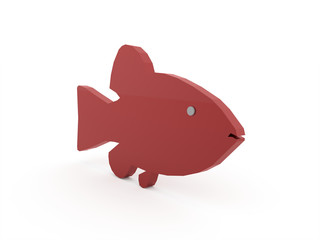 Red abstract fish rendered