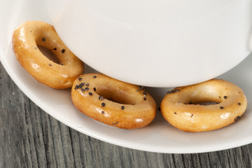 Dried biscuits and tea