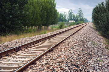 rusty railway in the countryside