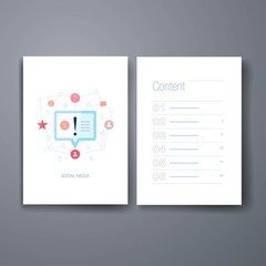 Modern discovery speach bubble cards design template.