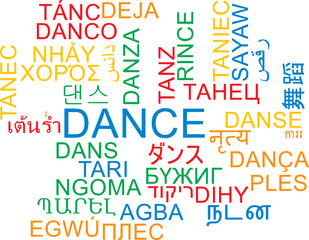 Dance multilanguage wordcloud background concept