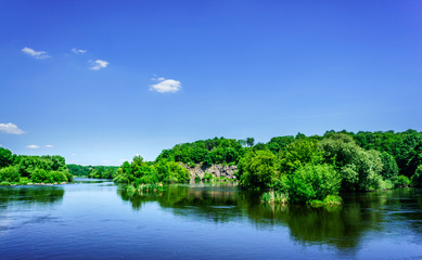 Fototapeta na wymiar Wonderful river and blue sky.