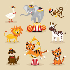 Naklejka premium Set of cute circus animals