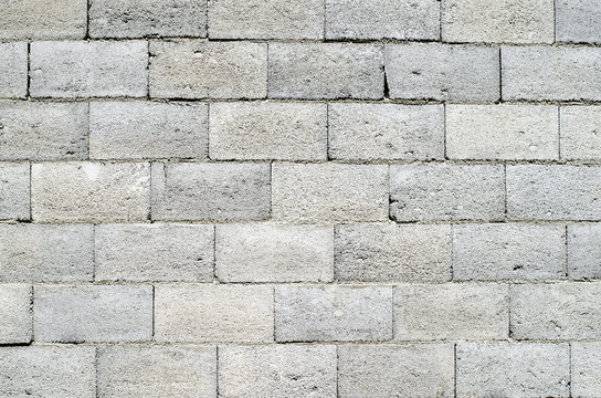 Wall of grey concrete blocks
