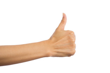 Woman hands on white background