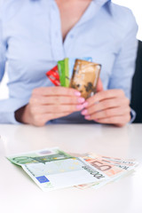 Cash money and credit cards