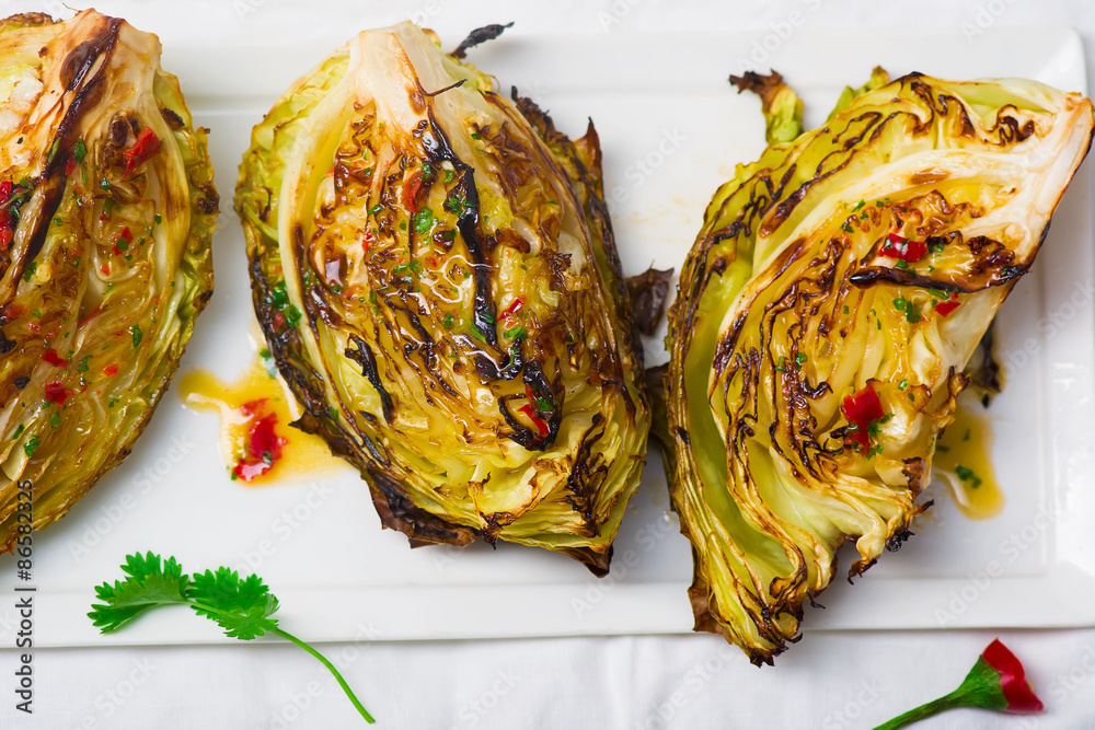 Wall mural the cabbage baked on a grill