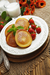 Homemade pancake with sugar powder