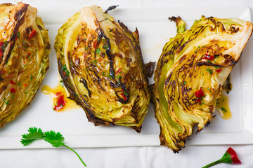 the cabbage baked on a grill