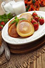 Homemade pancake with sugar powder