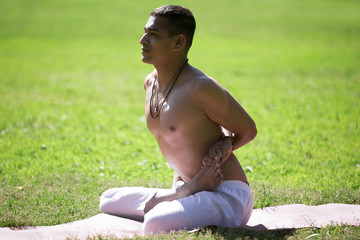 Baddha Padmasana in park