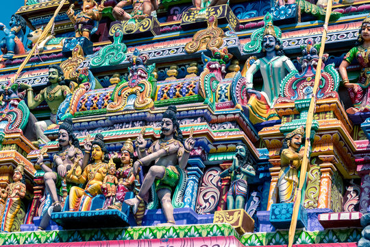 Beautiful statues in tamil hindu temple