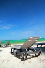 Chaise longue on beach