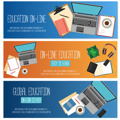 Web banner concept for online education. 
