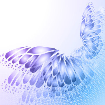 Abstract blue background with butterfly 