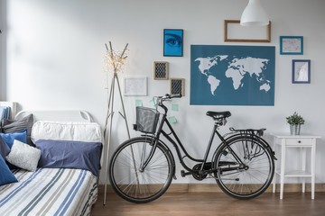 Retro bicycle in teen bedroom