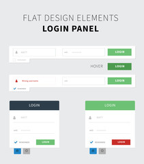 Flat ui kit login panel design