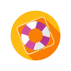 Lifebuoy flat icon with long shadow