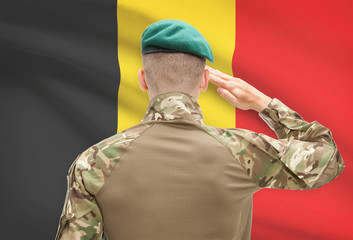 Fototapeta premium National military forces with flag on background conceptual series - Belgium