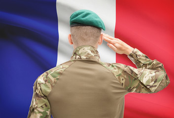 National military forces with flag on background conceptual series - France