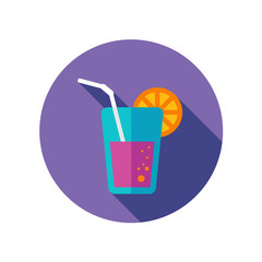 Cocktail flat icon with long shadow