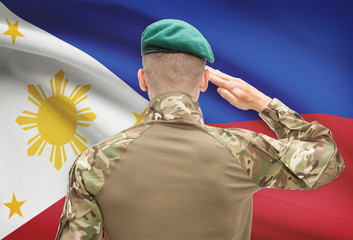 National military forces with flag on background conceptual series - Philippines