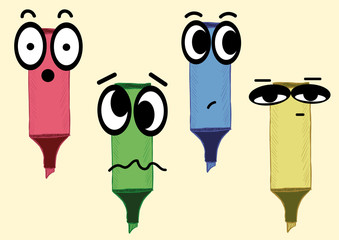 Obraz premium Clipart of big-eyed emotional markers