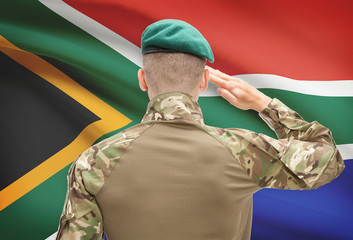 National military forces with flag on background conceptual series - South Africa