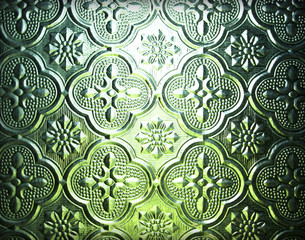 green bathroom mirror.