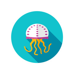 Jellyfish flat icon with long shadow