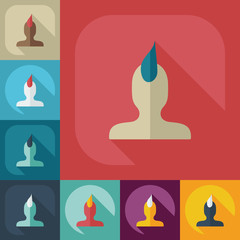 Flat modern design with shadow Man silhouette creative hairstyle