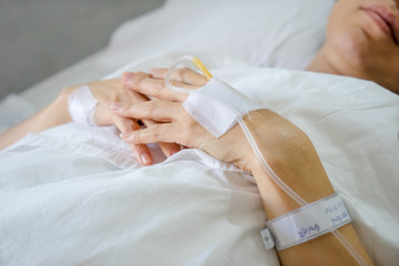 close up Hands of patient in hospitals