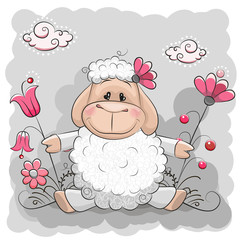 Sheep with flowers