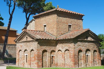 Fototapeta na wymiar Exterior of the Mausoleum of Galla Placidia in Ravenna, Italy.