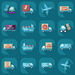 assembly icons of transport delivery set collection