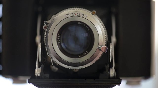 old photo camera shutter which is triggered