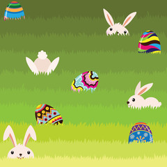 Easter Bunny and Colorful Painted Egg