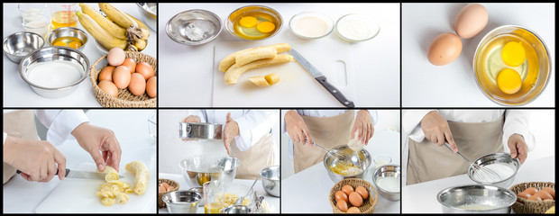 chef making banana cake