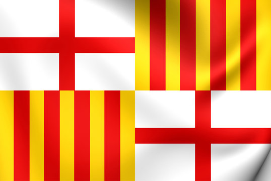 Flag Of Barcelona, Spain.