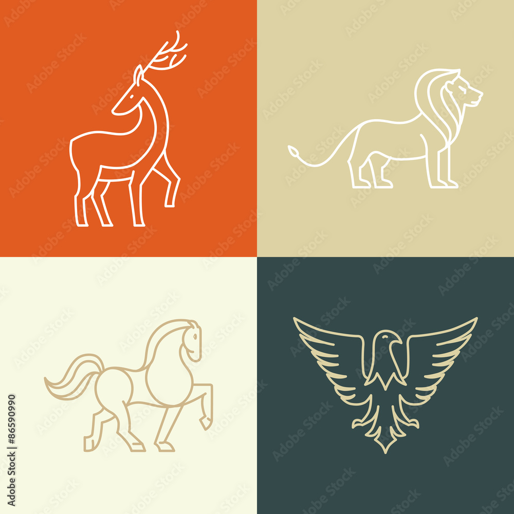 Poster Vector linear icons and logo design elements