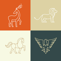 Vector linear icons and logo design elements