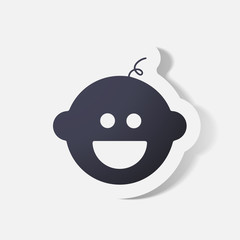 Paper clipped sticker: baby face, boy