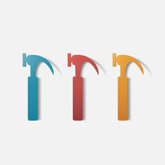 Paper clipped sticker: construction hammer