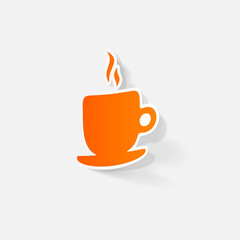 Paper clipped sticker: Coffee Cup Isolated