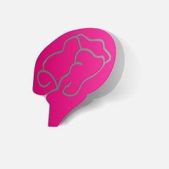 Paper clipped sticker: brain
