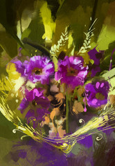 bouquet of purple flowers ,digital painting